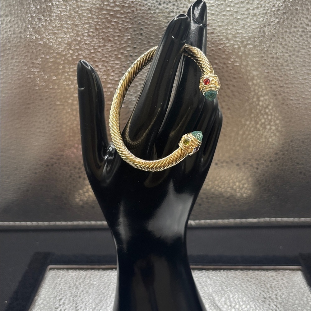 Elegant Gold and Aqua Bangle